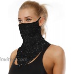 ANGEMIEL Black Bandana Face Mask Neck Gaiter with Ear Loops for Women Mens Be Applicable Fishing Cycling Motorcycle Running Tools at Men’s Clothing store