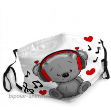 Anti Dust Face Cover Mouth Mask Cute Cartoon Teddy Bear with Headphones at  Women’s Clothing store