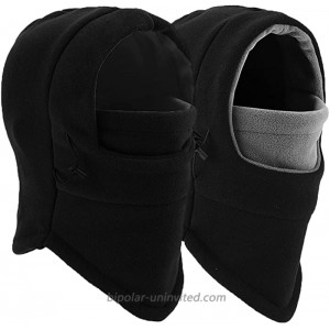Balaclava Ski Mask - Windproof Fleece Adjustable Winter Mask for Men Women Black+Black Gray