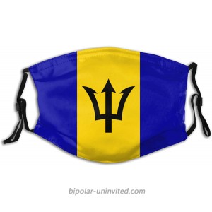 Barbados Flag Face Mask Washable With 2 Pcs Filters Outdoor Face Bandanas Reusable With Nose Clip for Women Men Dust Wind at  Men’s Clothing store