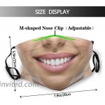 Beautiful Funny Woman Toothy Smile Mouth Face Mask Reusable Washable Adjustable Balaclavas with 2 Pcs Filters Mouth Cover for Adult Youth Men Women at Men’s Clothing store
