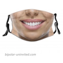 Beautiful Funny Woman Toothy Smile Mouth Face Mask Reusable Washable Adjustable Balaclavas with 2 Pcs Filters Mouth Cover for Adult Youth Men Women at  Men’s Clothing store