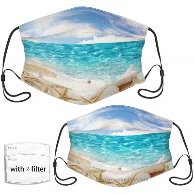 Beautiful Summer Sea Beach Seashell Face Mask with 2 Pcs Filters Reusable and Washable Adjustable Elastic Earrings Soft and Breathable Kids Face Mask Balaclava for Older Children and Adults at  Men’s Clothing store