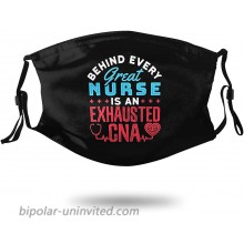 Behind Every Great Nurse is an Exhausted CNA Face Mask with Replaceable Filters Washable Skin-Friendly Proof Dust Bandanas Balaclava for Party Travel Daily Use Black at  Men’s Clothing store