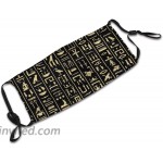 Black And Gold Hieroglyphics Face Mask Washable Adjustable Balaclava Reusable Fashion Scarves For Unisex With 2 Pcs Filters at Men’s Clothing store