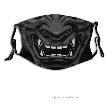 Black Japanese Oni Demon Face Mask Fashion Dustproof Breathable Reusable Scarf Adjustable Washable Protective Bandana at  Men’s Clothing store