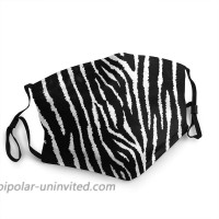 Black Zebra Skin Print Unisex Face Mask Washable Reusable Fashion Warm Mask Festivals Party Decorations White