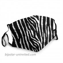 Black Zebra Skin Print Unisex Face Mask Washable Reusable Fashion Warm Mask Festivals Party Decorations White