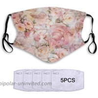 Bohemian Blush Pink Floral Face Decorative Protection Windproof Reusable Comfortable Breathable with 5 Replaceable Filters at  Men’s Clothing store