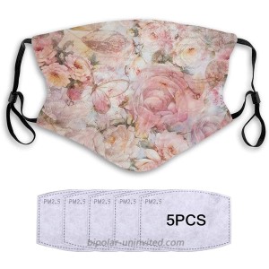 Bohemian Blush Pink Floral Face Decorative Protection Windproof Reusable Comfortable Breathable with 5 Replaceable Filters at  Men’s Clothing store