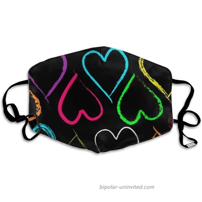 Boys Girls Adults Soft Windproof Dust Cloth Face Ma-SKS Decorations Colorful Neon Heart Reusable Washing Cloth Half Face Scarf Mouth Decoration for Outdoor