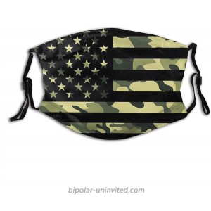 Camo American Flag Reusable & Washable Anti Dust Face Masks with 2 Filter Breathable for Men Women & Teenager outdoor Indoor at  Men’s Clothing store