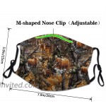 Camo Hunting Deer Bear Moose Turkey Duck Face Mask with Nose Wire Filter Pocket for Men Women Scarf Cover at Men’s Clothing store