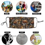 Camo Hunting Deer Bear Moose Turkey Duck Face Mask with Nose Wire Filter Pocket for Men Women Scarf Cover at Men’s Clothing store