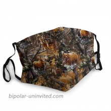 Camo Hunting Deer Bear Moose Turkey Duck Face Mask with Nose Wire Filter Pocket for Men Women Scarf Cover at  Men’s Clothing store