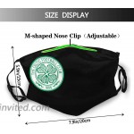 Celtic F.C. Unisex Fashionable Dustproof Filter Face Masks with Nose Wire & Elastic Ear Loops（2 Filter） at Men’s Clothing store