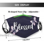 Christian Blessed Butterfly Face Mask Comfortable Balaclavas Reusable Bandana Adjustable Scarf For Adult With 2 Filters at Men’s Clothing store