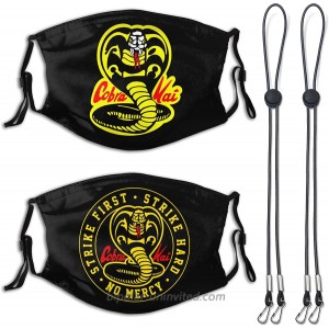 Cobra Kai 2 Pack Face Mask with 4 Filter Adult Breathable Reusable Washable Adjustable Earloop Balaclava at  Men’s Clothing store