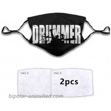 Drummer Drums Drummer Unisex Face Mask Reusable Anti Face Cover Women Men Face Scarf with 2 Filters at  Men’s Clothing store