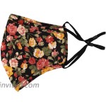 Face Mask Cotton Floral Cloth Filter Pocket Reusable Washable DN1062 Black at Women’s Clothing store