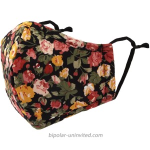 Face Mask Cotton Floral Cloth Filter Pocket Reusable Washable DN1062 Black at  Women’s Clothing store