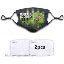 GACOZ- Mountain Dew Drinks Beer Gift - Comfortable Breathable Face Masks Reusable Washable Adjustable Ear Loops 2 Filters at  Men’s Clothing store