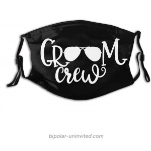 Groom Crew Funny Wedding Couple Face Mask Unisex with 6 Filters Windproof Balaclava Adjustable Cover For Adults at  Men’s Clothing store