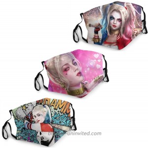 Harley Quinn Face Masks Filter Activated Carbon Dust Cover Anti-Dust Washable Reusable for Cycling Camping Trip at  Men’s Clothing store