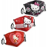 Hello Kitty Face Mask Men's Women's Balaclava 3PCS Face Cover Mask with 6 Filters Reusable Adjustable Washables Adults White at Men’s Clothing store