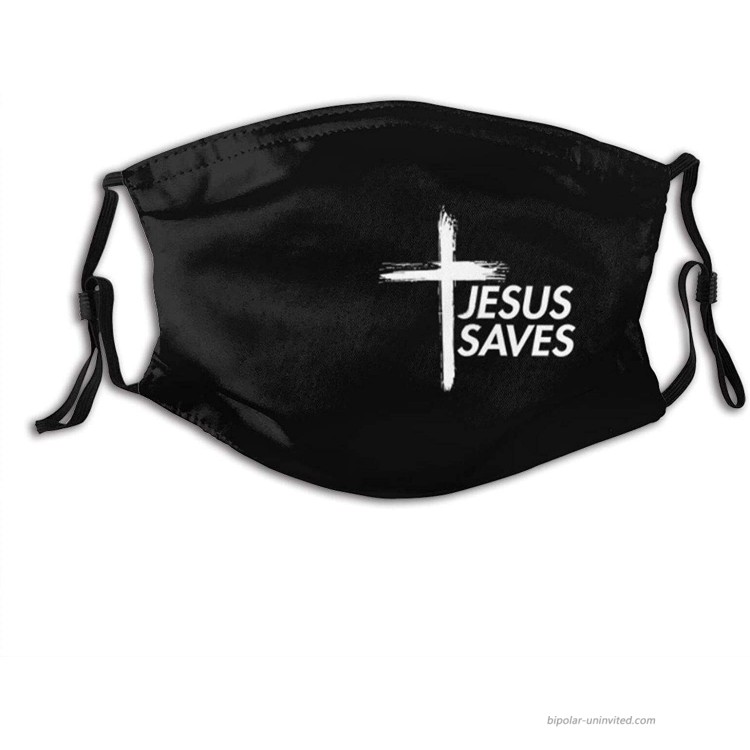 Jesus Saves Christian Cross-Face Mask With 2 Filters Reusable&Washable Balaclava For Men Women Adult&Teens at Men’s Clothing store