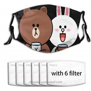 JUCHen Fashion Comfortable Windproof mask Printed Facial Decorations for Unisex M Cute Brown Bear Cony Bunny Rabbit Lovers at  Men’s Clothing store