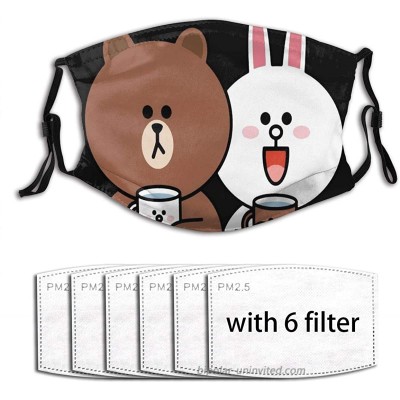 JUCHen Fashion Comfortable Windproof mask Printed Facial Decorations for Unisex M Cute Brown Bear Cony Bunny Rabbit Lovers at  Men’s Clothing store