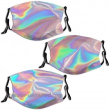 Laser Holographic Rainbow Color Print Breathable Reusable Face Mask Scarf Bandana Balaclava Pack of 3 with 6 Filters at  Men’s Clothing store