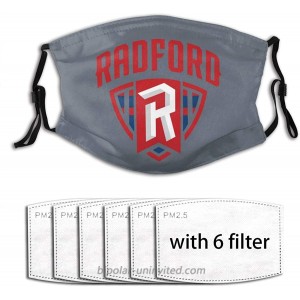 LasGo Adjustable Face Cover for Radford University Fans Washable Scarf with Earloop Unisex with 6pcs Filters at  Women’s Clothing store