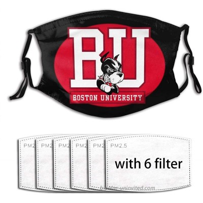 LasGo Dustproof Mouth Cover Replaceable Face Cover for Boston University Fans Elastic Ear Loops Adult with 6 Filter at  Women’s Clothing store