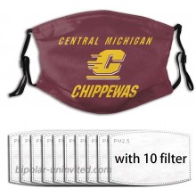 Lasgo Replaceable Mouth Ma_Sk for Central Michigan University Fans Adjustable Balaclavas Men Women with 10 Filter at  Women’s Clothing store