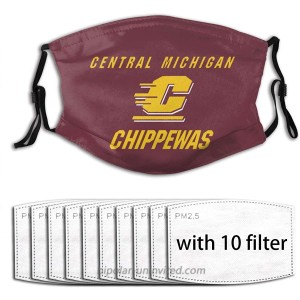 Lasgo Replaceable Mouth Ma_Sk for Central Michigan University Fans Adjustable Balaclavas Men Women with 10 Filter at  Women’s Clothing store