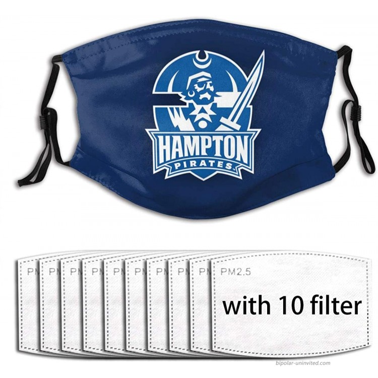 LasGo Washable Face Cover Scarf Hampton University Football Fans Adjustable Mouth Cover Balaclava with 10 Filter at Women’s Clothing store