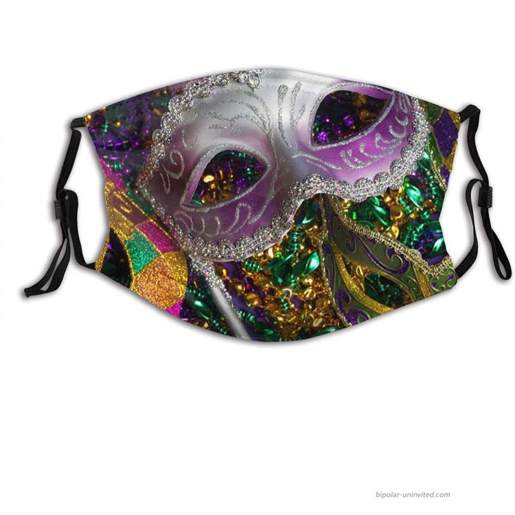 Mardi Gras Masks Reusable Face Mask Washable Breathable Face Cover Cloth Bandanas Dust Protection for Men Women