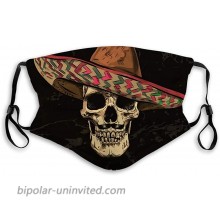 Mexican Skull with Sombrero On Mouth Cover for Women Face Mask Reusable Washable Cloth for Men at  Men’s Clothing store