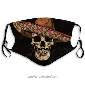 Mexican Skull with Sombrero On Mouth Cover for Women Face Mask Reusable Washable Cloth for Men at  Men’s Clothing store