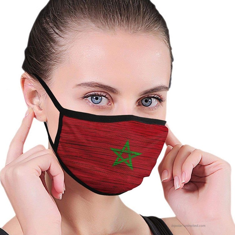 Morocco Wooden Texture Moroccan Flag Unisex Anti-Dust Reusable Face Mask for Black at Women’s Clothing store