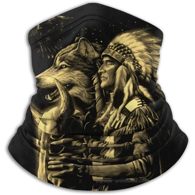 Native Americans Wolf Neck Gaiter Warmer Windproof Mask Dust Face Clothing UV Face Mask Balaclava Scarf for Ourdoor Sport Black at  Men’s Clothing store
