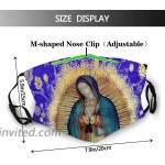 Our Lady Of Guadalupe Mexican Virgin Mary Mexico Tilma Christian-Face Mask With 2 Filters Reusable&Washable Balaclava For Men Women Adult&Teens at Men’s Clothing store