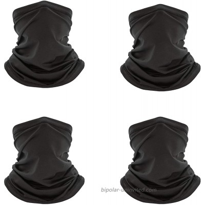 PFFY 4 Pack Neck Gaiter for Men Women Bandana Fabric Face Cover Mask Reusable Black