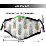 Pineapple Face Mask for Women 5-Layer Washable with Filters & Nose Bridge Leopard Adjustable Cover Mouth for Unisex at Men’s Clothing store