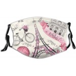 Pink Paris Eiffel Tower Face Mask Washable With 2 Pcs Filters Reusable Bicycle Face Cover Adjustable Ears Nose Wire for Women Men at Men’s Clothing store