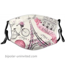 Pink Paris Eiffel Tower Face Mask Washable With 2 Pcs Filters Reusable Bicycle Face Cover Adjustable Ears Nose Wire for Women Men at  Men’s Clothing store