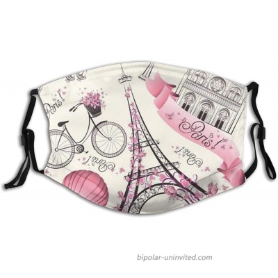 Pink Paris Eiffel Tower Face Mask Washable With 2 Pcs Filters Reusable Bicycle Face Cover Adjustable Ears Nose Wire for Women Men at  Men’s Clothing store