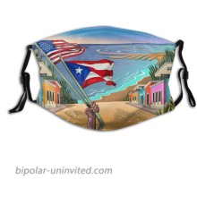 Puerto Rico Flag Face Mask Funny Puerto Mask Comfortable Reusable Bandana Adjustable Scarf For Adult With 2 Filters at  Men’s Clothing store
